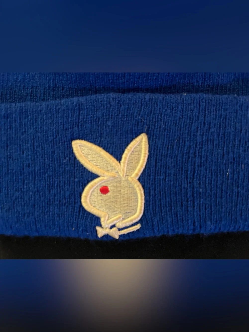 Vintage Playboy Bunny Embroidered Knit Beanie Hat Late 90s / Early 2000s Y2K Era